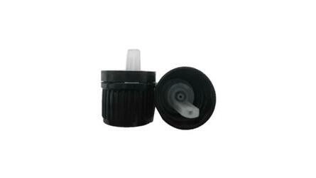 Tapa de plástico negro PP18 con vertedor de gotas